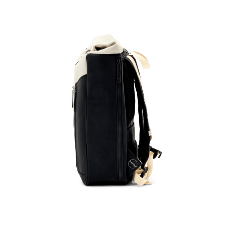cream and black leather backpack Backpack Capiente • Beige Black – Saint Maniero
